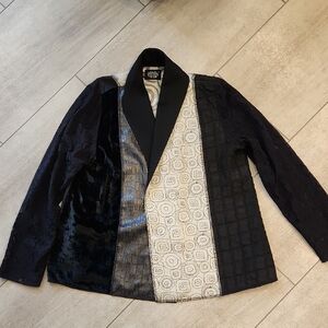 Multi Textured Womens Blazer Made In USA Cameleon Brand Open Front